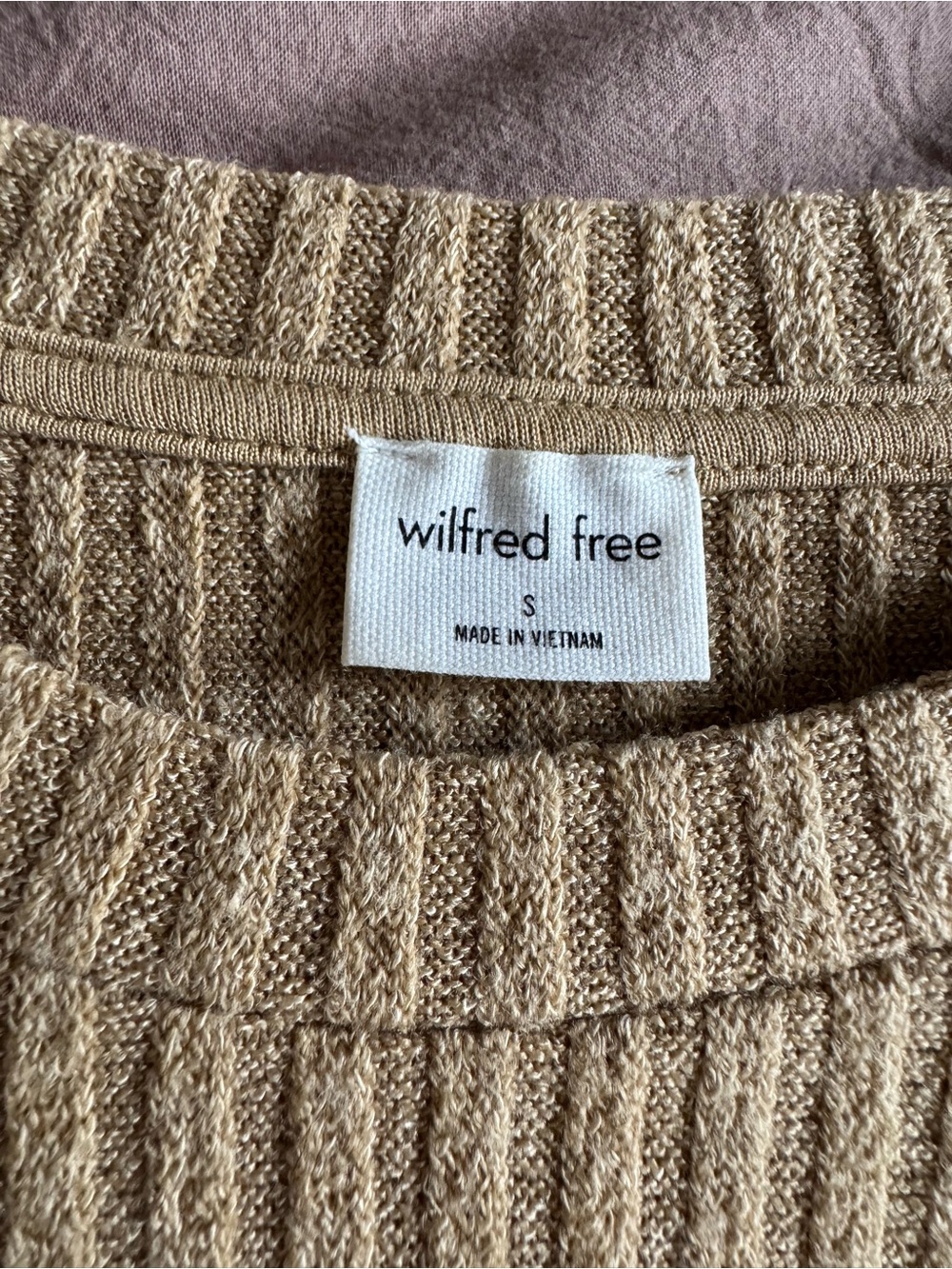 Wilfred Free Tan Ribbed Crew Neck Sweater